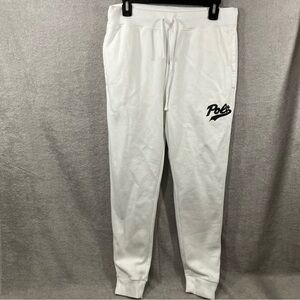 Polo Ralph Lauren Fleece Jogger Sweatpants White Camo Logo Size Small with Stain